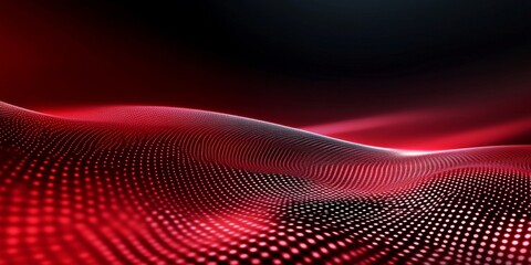 Red glowing digital background with wave dots, technology and internet concept