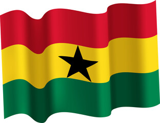 Ghana Realistic 3D Waving Flag