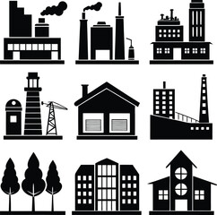 Fototapeta premium Building Versatile Black Silhouette Vector Series