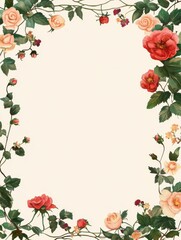 Fototapeta premium Beautiful Wedding Journal Template with Swedish Summer Stacked Tattoo Design Border