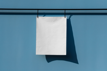 PNG hanging poster mockup, transparent design