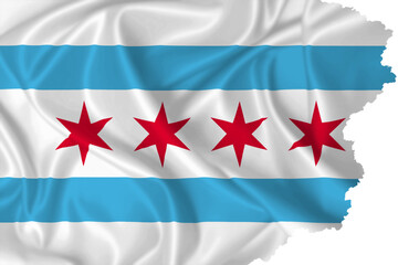 Chicago flag vector with torn edges and transparent background