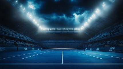 Blue Tennis Court With
