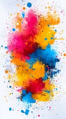 Fototapeta premium Multicolored Paint Stroke on White Background, Abstract Image, Texture, Pattern, Wallpaper, Cover and Screen of Smartphone, Cell Phone, Computer, Laptop, 9:16 and 16:9 Format
