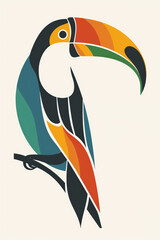 Fototapeta premium Pastel Toucan Design on White Background