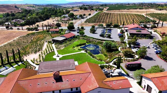 California, Wineries, Solar, Landscape, Scenic, Temecula, Wine Country, Drone, Pond, 