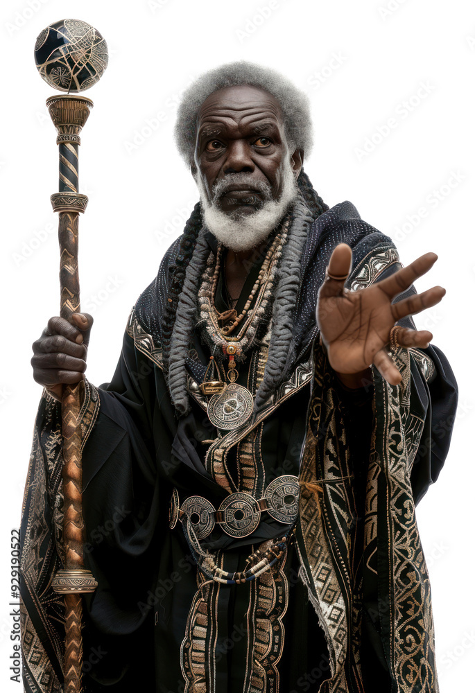 Wall mural png *photo of black african wizard* isolated on white background --v 6.0 --ar 2:3