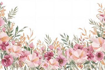 Wreath with watercolor forest plants. Hand drawn illustration is isolated on white. Floral frame are perfect for autumn design, interior poster, greeting card, wedding invitation, fabric textile
