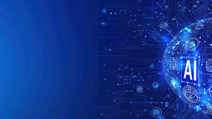 Obraz premium Dark Blue AI Circuit Background