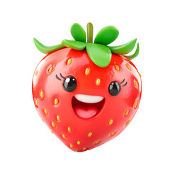 Obraz premium 3d cartoon character 3d cute strawberry smiling playful strawberry png illustration website mascots