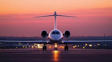 Private jet taking off from a modern airport