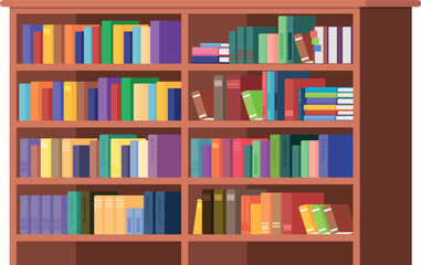 Book shelves furniture. Bookstore interior. Bookcase icon