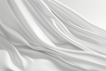 Obraz premium Flowing white silk fabric texture, elegant satin material with waves and folds, 3D rendering