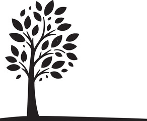 Obraz premium Tree with roots silhouette. Black and white tree silhouette for corporate or personal use. Simple tree vector. Nature with roots vector. Tree with leaves silhouette