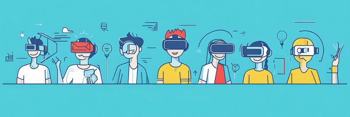 People wearing VR headsets, symbolizing collaboration, innovation, technology, immersive experiences, and the future of work.