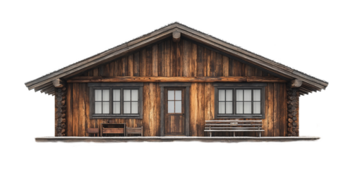 Wooden house isolated on white. Old wooden house.