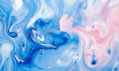 Abstract Swirls of Blue and Pink Paint
