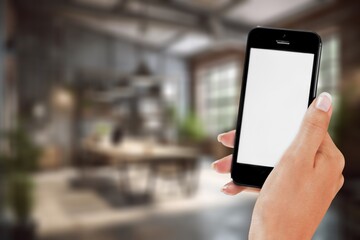 cell phone with blank screen mockup.