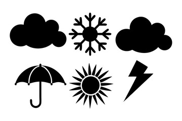 weather icons set on white background silhouette vector illustration