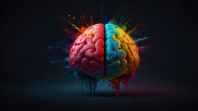 Concept art of a human brain exploding with knowledge and creativity. generative ai