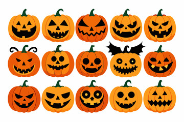 Vector set of Halloween Pumpkins