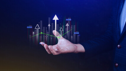 Analysis finance grow graph and market investment, Financial business plan, earnings, sale and strategy, Stock market chart, exchange financial growth diagram, invest in trading.