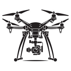 Drone silhouette vector illustration, drone vector art silhouette logo icon