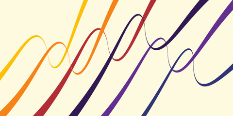 Abstract colorful 70s background vector. Vintage retro wallpaper with rainbow stripes and wavy lines. A 1970 color illustration suitable for posters, banners, decorative items and wall art.