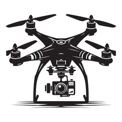 Drone silhouette vector illustration, drone vector art silhouette logo icon