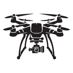 Drone silhouette vector illustration, drone vector art silhouette logo icon