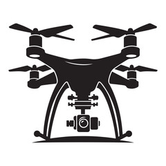 Drone silhouette vector illustration, Drone vector art silhouette logo icon