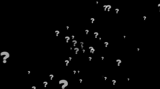 Cartoon comic questions marks flying animated. Questions marks animated flying particles black background alpha channel