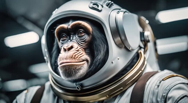 chimpanzee monkey in a space suit