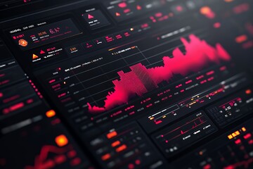Obraz premium A digital interface displaying data visualizations and analytics in vibrant colors.