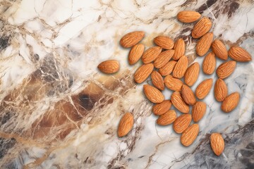 Tasty healthy almond nuts on desk