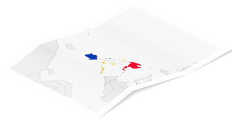 Isometric Map of Philippines with Flag