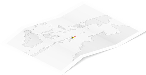 Isometric Map of East Timor with Flag