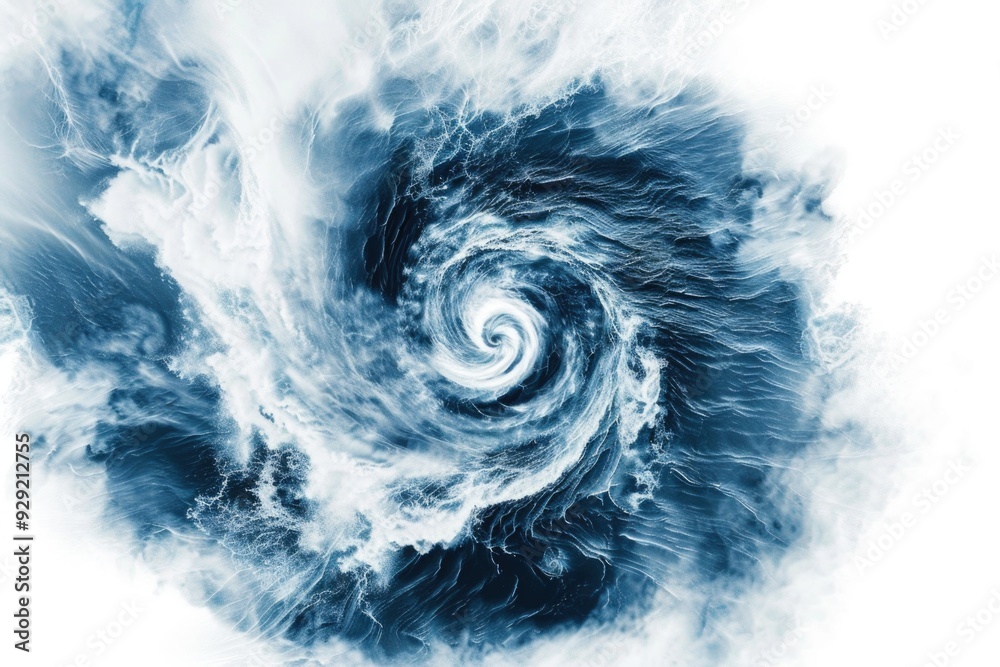 Poster a spiral shaped object is seen in the midst of a cloudy sky