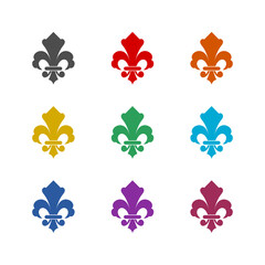 Fleur de lis icon isolated on white background. Set icons colorful © sljubisa