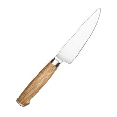 Fototapeta premium A high-quality kitchen knife featuring a sleek stainless steel blade and an elegant wooden handle for optimal grip and precision. transparent background