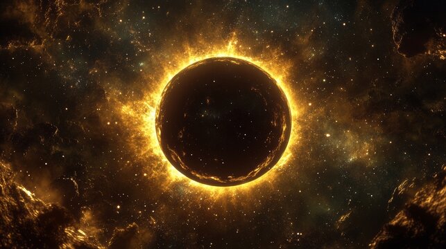 Planet is exploding with bright golden light in the galaxy