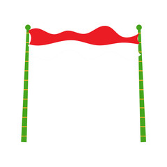 Indonesian flag decoration with bamboo