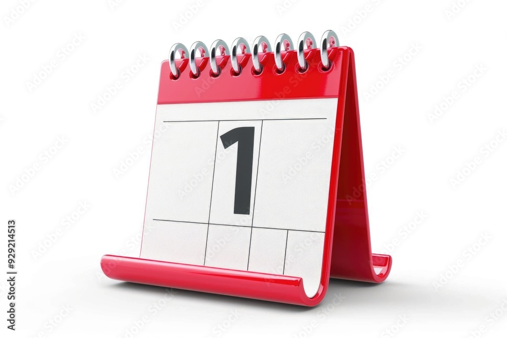Aufkleber A red and white calendar with the number one marked for a specific date or event
