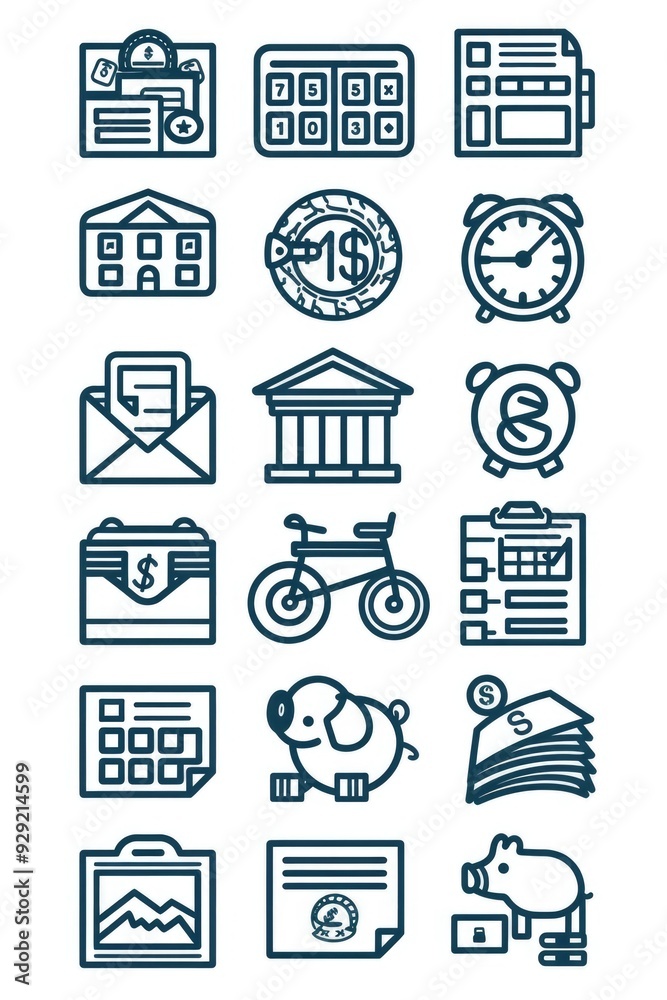 Poster a collection of simple icons on a white background