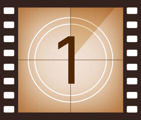 Film strip countdown. Retro cinema screen style