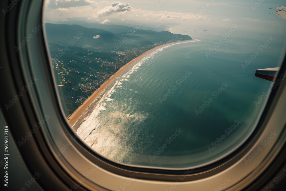 Aufkleber aerial view of the ocean from an airplane window