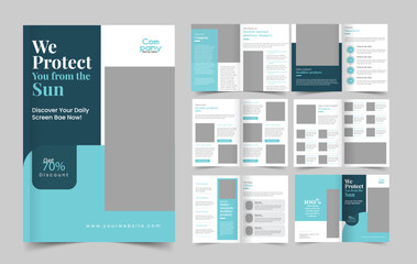 Product catalog brochure design layout vector, 12 page catalogue portfolio with product list