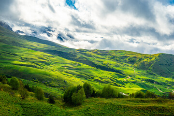 Obraz premium Picturesque mountains in the beautiful clouds of the North Caucasus. Russia