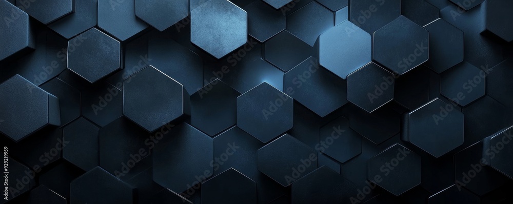 Wall mural Abstract dark blue hexagon background forming honeycomb pattern