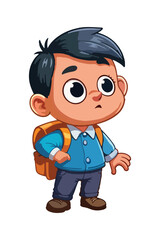 Illustration of a Kid Boy thinking